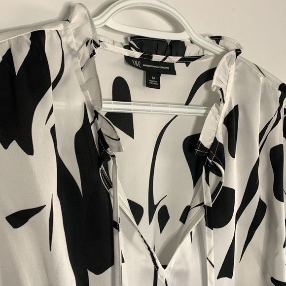 INC V neck ruffle hem shirt - Picture 3 of 6